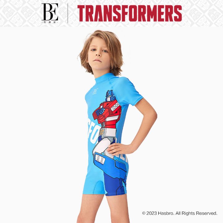 be-vandan-ชุดว่ายน้ำสำหรับเด็ก-transformers-ซีรีส์ร่วมชุดวันพีชบ๊อกเซอร์สำหรับเด็กชายออปติมัสสินค้าใหม่2023