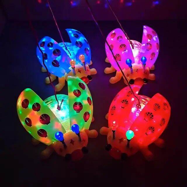 Traction Rope Electric Lady Bug Toys for Kids with Music Beetle Light