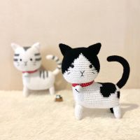 ตุ๊กตา ตุ๊กตาถักไหมพรม น้องแมว สูง 9 นิ้ว งานฝีมือ handmade โครเชต์ Crochet