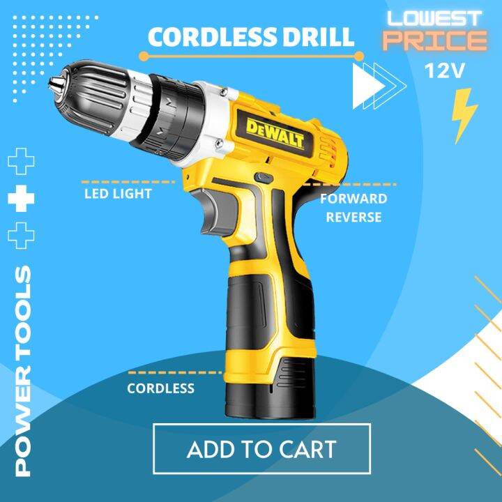 DEWALT 12V Hand drill Wireless Double Speed Liion Battery with CHARGE