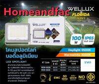 WELLUX โคมไฟสปอร์ตไลท์ ฟลัดไลท์ 100 วัตต์ 100W เดย์ไลท์ รุ่น FLORIDA SERIES กระจกนิรภัยป้องกันตกกระแทก เหมาะสำหรับใช้งานภายนอกอาคาร ลานจอดรถ ป้ายโฆษณา (เวลลักซ์)