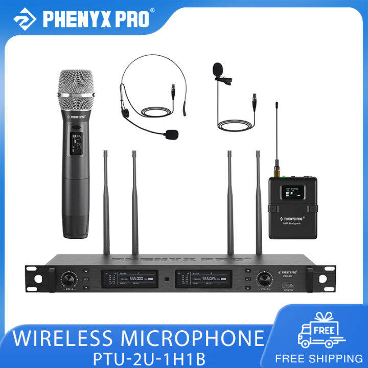 Phenyx Pro Ptu U H B True Diversity Dual Wireless Microphone System X Uhf Channels