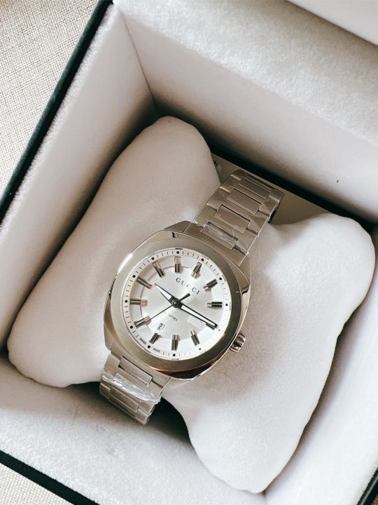 นาฬิกาข้อมือ-new-gucci-watch-gg2570-เรือนเงิน-หน้าขาว-หน้าปัด-37mm