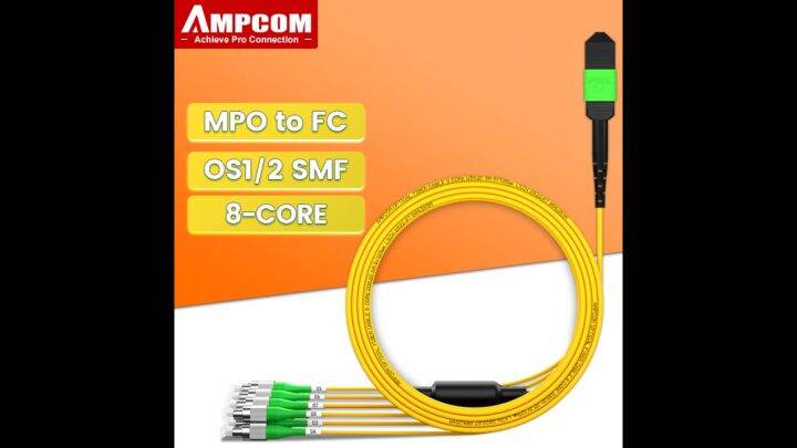 AMPCOM MPO/MTP To FC Fiber Breakout Cable, OS2 OM3 OM4 8/12 Cores ...