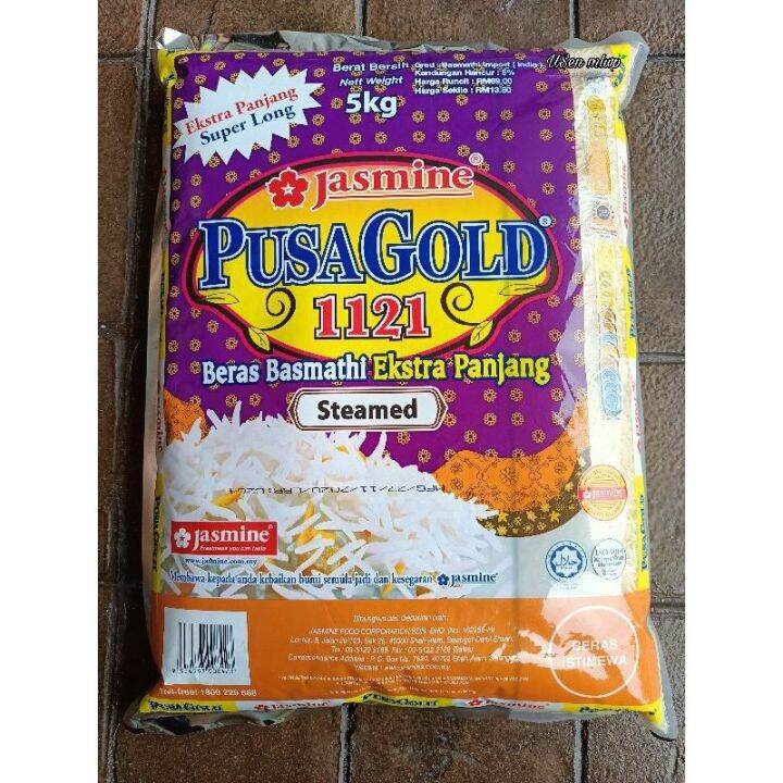 Jasmine Pusa Gold 1121 Steamed Basmathi Import Rice 5kg Lazada