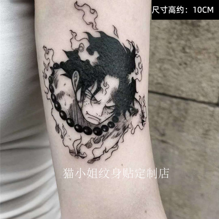 Miss Cat Anime One Piece Ace Tattoo Sticker Black And White Tattoo Arm Men  And Women Waterproof And Durable | Lazada Ph