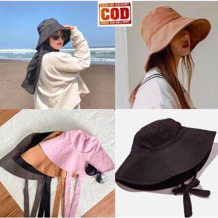 TOPI WANITA BUCKET HAT WIDE LEBAR TOPI PANTAI TOPI KOREA TOPI SELEBGRAM ...