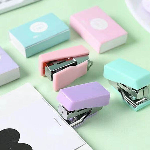 Macaron Mini Stapler Set Small Candy Cute Student Stapler Handheld ...