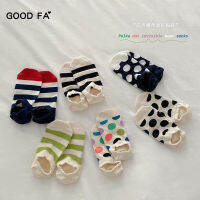 Good Fa 2023ถุงเท้าข้อสั้นแบบมองไม่เห็นกันลื่นลายขวางลายจุดผ้า Combed Cotton เย็บด้วยมือ