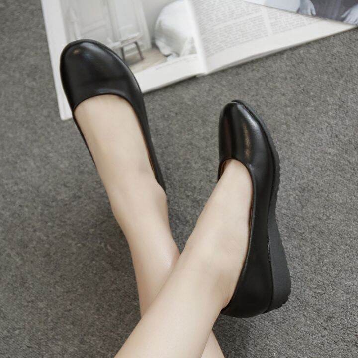 New Flats Work Shoes Black Professional Shoes Low Heel Leather Shoes Women's Flat Heel Interview