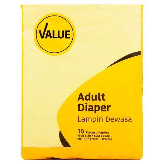 Tesco Value Adult Diaper Free Size 10 Pieces Lazada