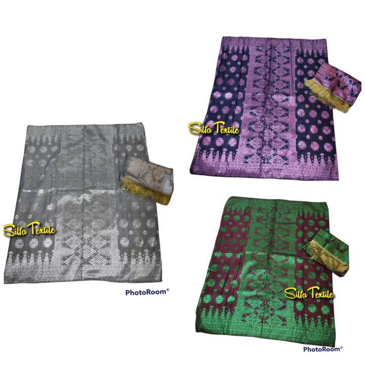 Set Kain Songket Selendang Palembang Tenun Mesin Kain Rok Kebaya Bahan Kain Songket 