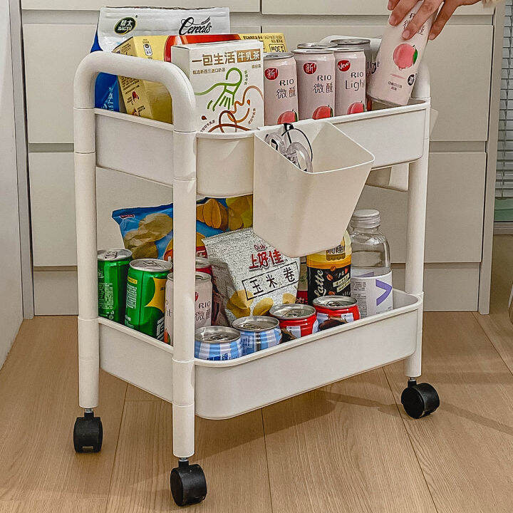 underTable Snack Storage Rack Office Floor Trolley Movable Bookshelf
