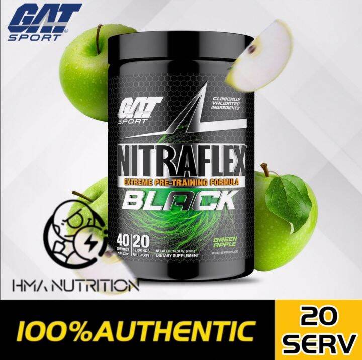 GAT Sports Nitraflex Black Extreme PreTraining Formula (20 Servings.) Nitraflex Black,Gat