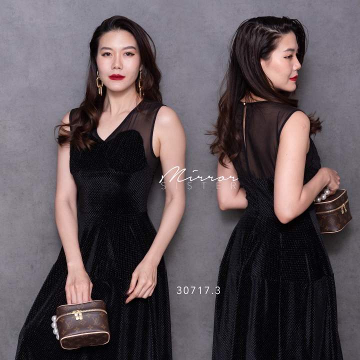 mirrorsister-30717-3-เดรสแขนกุดสวยมาก-ชุดราตรี-ชุดออกงาน-เดรสกำมะหยี่