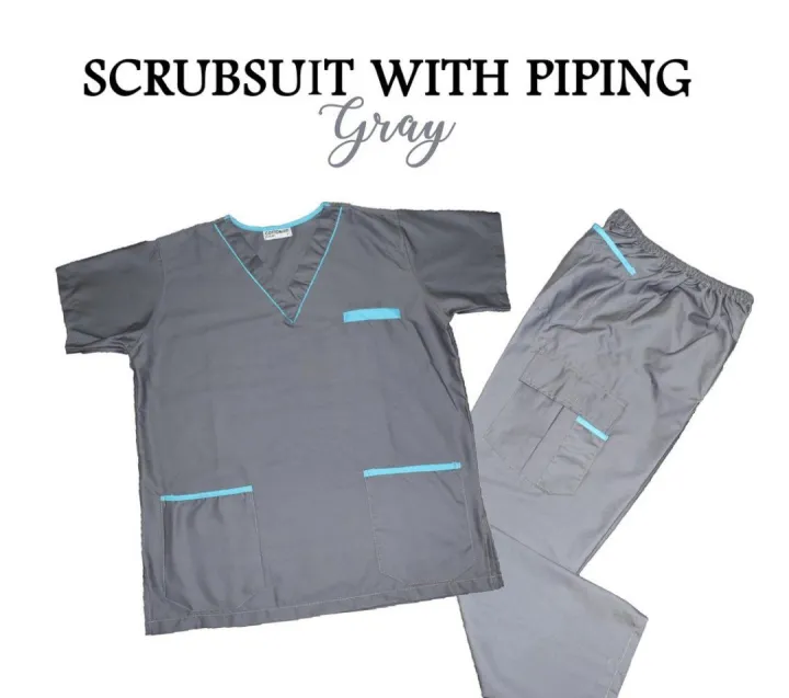 Scrub Suit Set Piping Gray Cargoplain Pants Lazada Ph 0225