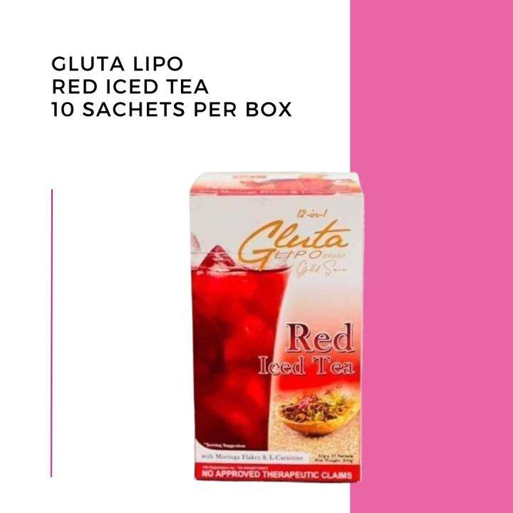 GLUTA LIPO RED ICED TEA 1 box 10 Sachet per Box With Freebies Lazada PH