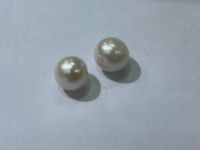 ไข่มุกครึ่งเจาะสำหรับต่างหู Natural freshwater pearl round plain half drilled 10MM-8MM