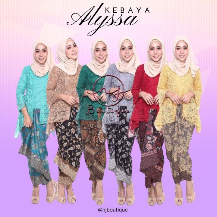 🎉baju Raya Murah🎉 Kebaya Lace Alyssa With Printed Batik Skirt Lazada