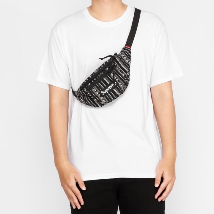 Supreme Woven Stripe Waist Bag 'Black' (100% Authentic) | Lazada