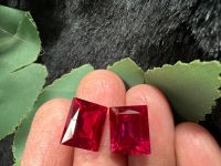 สีแดง ทับทิม รูบี้ พลอย ขนาด 9X11 มิลลิเมตร ( MM) 2 Pieces ( 2 เม็ด) Lab Burma Red Ruby Square 9X11 mm