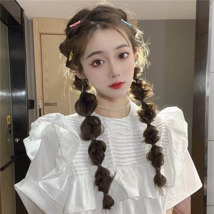 sanhe Bubble Twist Braid Wig Female Fake Ponytail Lantern Braid Cute ...