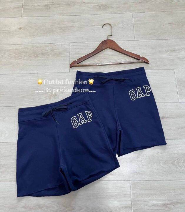 gap-shorts-กางเกงผ้าสีกรมท่า-เอวสูง-ผ้ายืด-ปักโลโก้ด้านหน้า