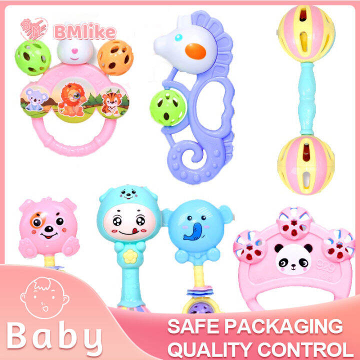 5 In 1 Baby Rattle Toy Hand Shaker Bell Cart Rattle Sound Toy Bedding ...