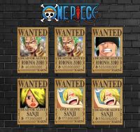 โปสเตอร์วันพีช Poster Onepiece มี 2 ขนาดให้จับจอง ใบค่าหัวทั้งหมดของ โซโร,ซันจิ ผลิตจากกระดาษ Art Card แข็ง