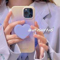 ขาตั้งรูปหัวใจสีม่วงไล่ระดับสีเรียบง่ายสไตล์ INS สำหรับ iphone13promax เคสมือถือไอโฟน12 11