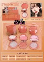 SWANWISH SHIMMER CHEEK AND ILLUMINATE NO.SW4001 สวอนวิช ไฮไลท์ พาวเดอร์ 12ตลับ คละสี