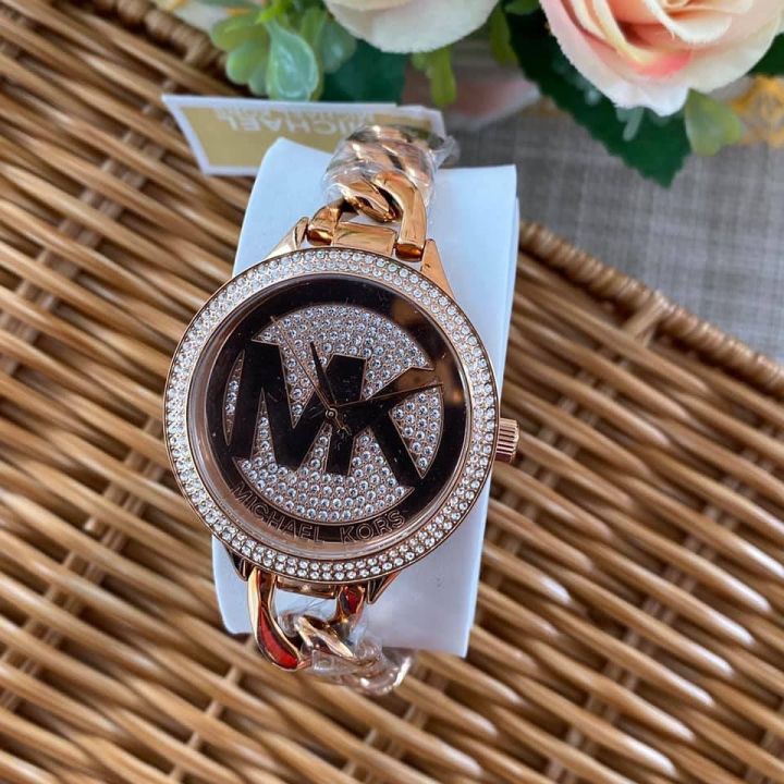 รับประกันของแท้-michael-kors-michael-kors-rose-gold-tone-watch-mk3475-size-38-mm