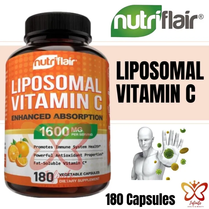 NUTRIFLAIR LIPOSOMAL VITAMIN C ENHANCE ABSORPTION 1600MG 180CAPSULES