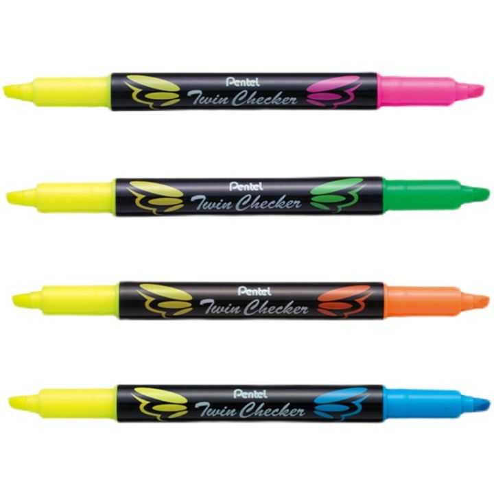 pentel-pentel-pentel-ปากกาเน้นข้อความสองหัว-slw8ปากกามาร์กเกอร์แบบหนาเน้นนักเรียนใช้สดใสน่ารัก