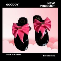 รองเท้าแฟชั่น Gooddy สี Black Pink โบว์บาบี้ พื้นโซฟานุ่ม