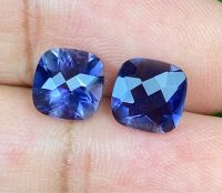 2.54cts natural iollite 7mm คุชชั่นคู่ 2.54cts natural iollite 7mm cushion pair