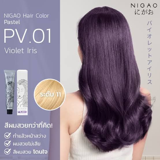 นิกาโอะ-nigao-ครีมเปลี่ยนสีผม-pv-01พาสเทลไวโอเลตไอริส-100มล