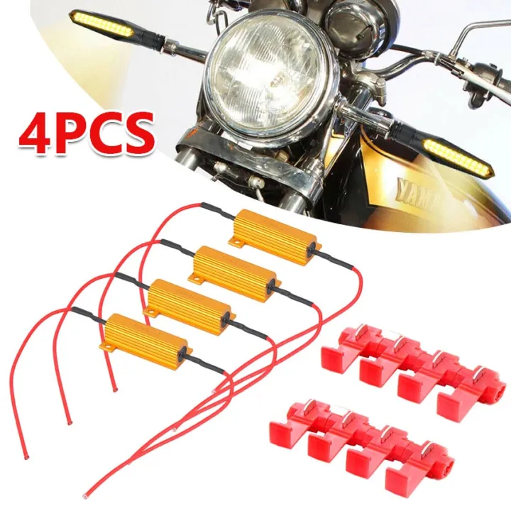 4Pcs 50W 8ohm 8R LED Load Resistors - Aluminum Case, Fix LED Turn Signal Resistor, Brake & Fog Lights Hyper Flash Blink Error Code Universal Fit 12V/24V JEBHANNE