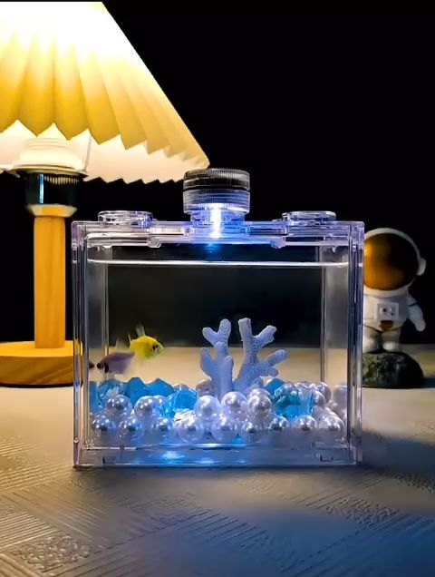 Hoàn Tiền 15%] Bể Cá Cảnh Mini Thiết Kế Dạng Khối Lắp Lego Có Đèn Led Bằng  Acrylic Dùng Để Bàn Văn Phòng | Lazada.Vn