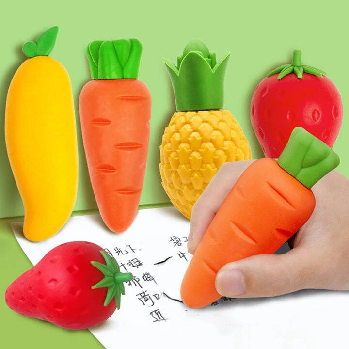Creative Fruit Eraser Cute Carrot Mango Strawberry Pineapple Pencil