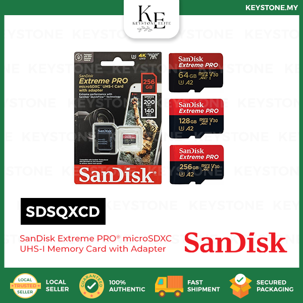 Sandisk Extreme Pro 256GB / 512GB / 1TB SDXC A2 200MB/s microSD