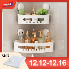 TAILI Corner Shower Caddy Suction Cup Storage Basket +Toothbrush Holder +  Soap Dish, DIY Drill-Free Removable Shower Accessories Kitchen Bathroom