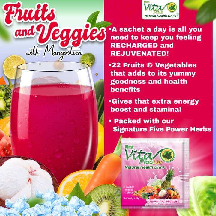 24 Fruit & Veggies W  Mangosteen Flavor & 5 Power Herbs Health Pack 20s 