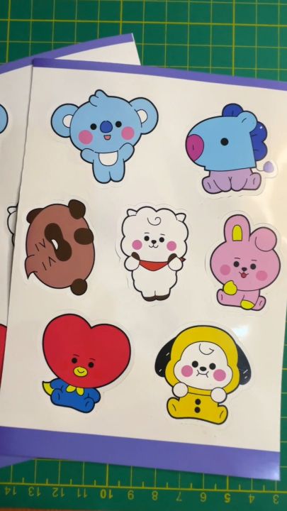 BT21 (Koya, RJ, Shooky, Mang, Chimmy, Tata, Cooky) | Aquaflask Sticker ...