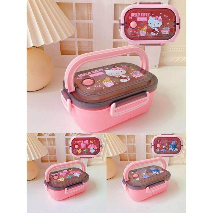 Hello Kitty, My Melody, Kuromi lunch box with spoon & fork | Lazada PH