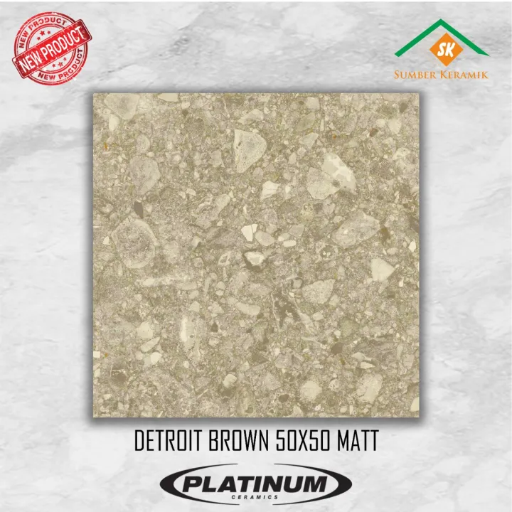 KERAMIK LANTAI 50X50 DETROIT BROWN / PLATINUM | Lazada Indonesia