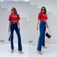 ? BU6411 NEW JEANS กางเกงยีนส์เอวสูงทรงขาบานผ้ายืดได้ ทรงสวยเรียบหรู มีไซล์ใหญ่สำหรับสาวอวบ PLUSSIZE