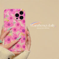 Wansheng เคสโทรศัพท์มือถือลายภาพสีน้ำมันวินเทจสไตล์ฝรั่งเศสลายดอกทานตะวันสีชมพูลายดอกไม้สำหรับ iphone13promax iPhone 13เคสซิลิโคนหุ้มทั้งเครื่องกันกระแทกไอเดียสร้างสรรค์แบบใหม่สำหรับผู้หญิงและผู้หญิงสำหรับ14Pro 12 14PM