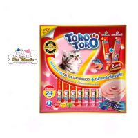 Toro Toro ขนมครีมแมวเลีย มิกซ์ 2 รสชาติ รสปลาแซลม่อนและปลาโออบแห้ง 15gx24ซอง