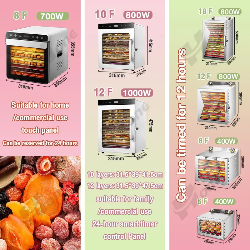 LJZLJZ 800W Commercial Fruit Dryer, 12-Layer Food Fruit Dehydrator, Soluble  Bean Food Dehydration Air Dryer, Visualization Window, 24 Hours Timing